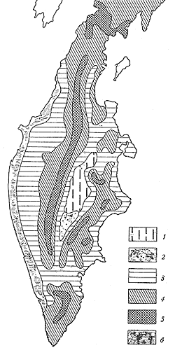 Растительность Камчатки (по И. А. Соколову, 1973)