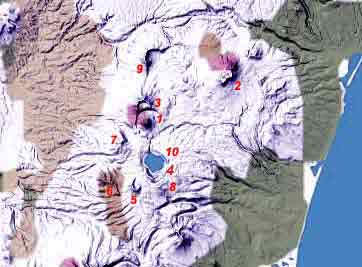 Схема Карымско-Семячикской группы вулканов (по В. И. Семенову)