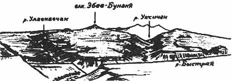 Щитовой вулкан Уксичан на Камчатке. Рисунок С. Е. Апрелкова